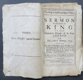Richard Lord Bishop of Gloucester, Way to Stable Quiet Times, 1715, 1st/1st UK Ed.