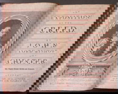 Pearson, Bishop of Chester, Exposition of Creed 1704 Ed., Loggan Engraving: "An Exposition of the Creed", by John, Lord Bishop of Chester. The Eighth Edition Revised and Corrected. LONDON. Printed for C. Griffin and Sam. and Will. Keble, and are to be sold at the Turk's-Head