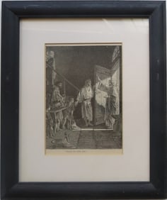 Jesus & The Apostles, Peace Be Unto To You, 1880s Wood Engraving Framed