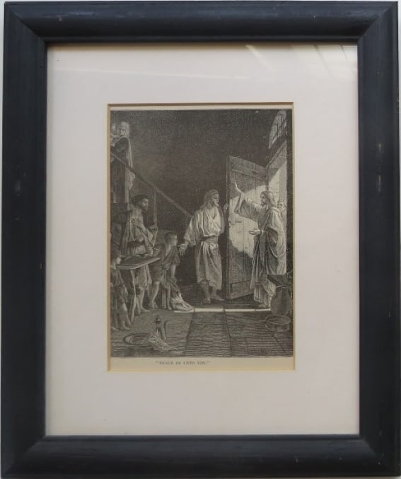 Jesus & The Apostles, Peace Be Unto To You, 1880s Wood Engraving Framed (1 of 8)