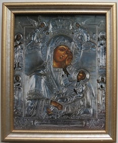 Mother of God, Assuage My Sorrows, Byzantine Orthodox Icon, Litho, framed