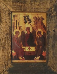 The Holy Trinity, Byzantine Eastern Orthodox Icon, Litho Framed