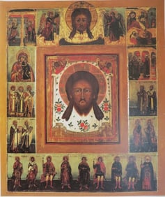 Image of Christ, Festival Days & Saints, 18.cent., Byzantine Orthodox Icon, Large Litho