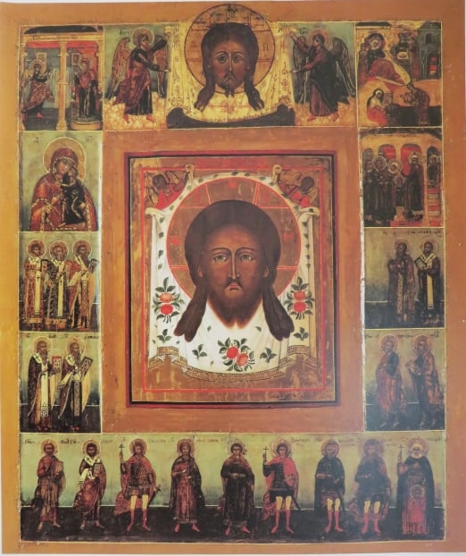 Image of Christ, Festival Days & Saints, 18.cent., Byzantine Orthodox Icon, Large Litho (1 of 5)