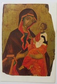 Mother of God, Hodigitria-Eleusa, Balkan, 16.cent., Byzantine Orthodox Icon, Litho