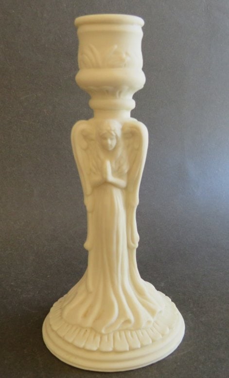 Vintage Bisque Gothic Style Praying Angels Candle Holder (1 of 11)
