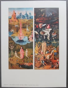 Hieronymus Bosch, The Garden of Eden and Hell, 1950 Art Litho Print