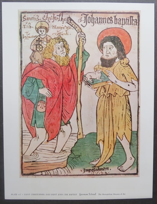 Glockendon, Saint Christopher and Saint John the Baptist, 1950s Art Litho Print (1 of 2)