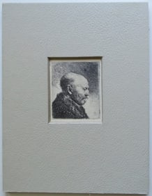 Rembrandt, Bald-Headed Man, 1630, Etching, Artist's Father, German Facsimile 1920s