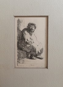Rembrandt, Beggar Seated on a Bank, 1630, German Facsimile 1920s