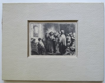 Rembrandt, The Tribute Money, 1635, Etching, German Facsimile 1920s