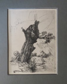 Rembrandt, St. Jerome Beside a Pollard Willow, 1648, Etching, German Facsimile 1920s