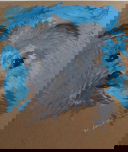 Lisa, Original Dog Drawing, Aqrylics on Cardboard, 2010s, Signed: "Lisa" original dog drawing, acrylics on cardboard, signed, 2010s, unframed The drawing is c.8" x 10" (20.2cm x 25.5cm); very good condition. Rates vary per zone/ country -estimates only [not incl. zo