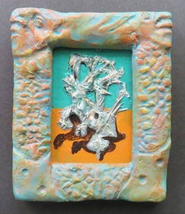 Victor Moreau, The Growth of a Thought, Surreal Painting, Mixed Media, 1990s Framed: "The Growth of a Thought" by Victor Moreau, late 20th century, surreal painting, mixed media on cardboard, signed on the back. The painting is 2.1/2" x 3.1/2" [35mm x 90mm]; in original hand made by t