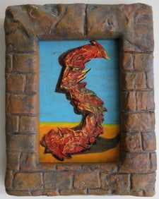 Victor Moreau, Introspective Movement, Surreal Painting, Mixed Media, 1990s Framed