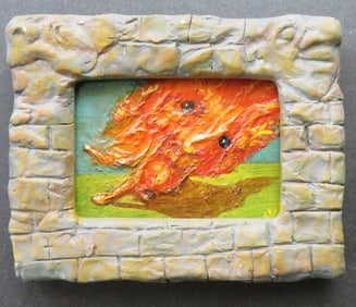 Victor Moreau, Advancing Passion, Surreal Painting, Mixed Media 1990s Framed