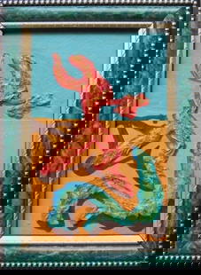 Victor Moreau, The Reasoning of Poetical Mood, Surreal Painting, Mixed Media 1990s Framed: "The Reasoning of Poetical Mood" by Victor Moreau, late 20th century, surreal painting, mixed media on cardboard, signed on the back. The painting is 4" x 6" [10.2cm x 15.3cm]; in vintage plastic fram