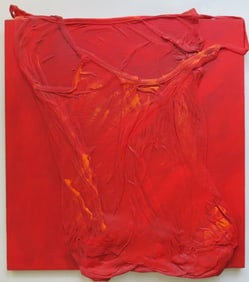Red IV, Abstract Painting on Wood, Mixed Media, 1992