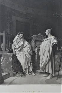 Jean-Leon Gerome, The Two Augurs, Photogravure Goupil 1881: Antique Victorian photogravure, 1881. "The Two Augurs" after the painting by Jean-Leon Gerome, antique photogravure; engraved by Goupil, 1881; printed on heavy stock paper; signed in plate "J. L. Gero