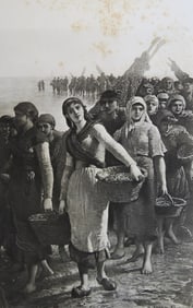 Feyen Perrin, Return of the Fishers at Low Tide, Antique Photogravure Goupil 1881