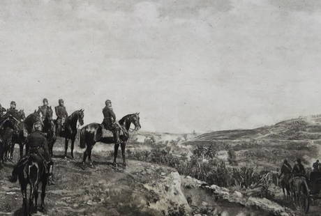 Meissonier, Napoleon III at the Solferino, Antique Photogravure Goupil 1881: "Napoleon III at the Solferino" [Napoleon III at the Battle of Solferino, 24 June, 1859] from the original painting by Jean-Louis-Ernest Meissonier, genuine photogravure; engraved by Goupil, 1881; pri