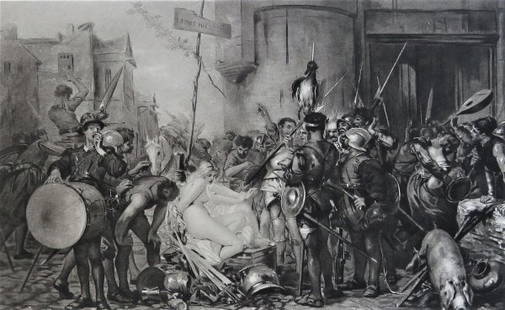 Edouard de Beaumont, Captain's Share, Antique Photogravure Goupil 1881: "The Captain's Share" after the painting by Charles Edouard de Beaumont, antique photogravure; engraved by Goupil, 1881; printed on heavy stock paper; signed in plate "C. E. De Beaumont, Pinx." and "G