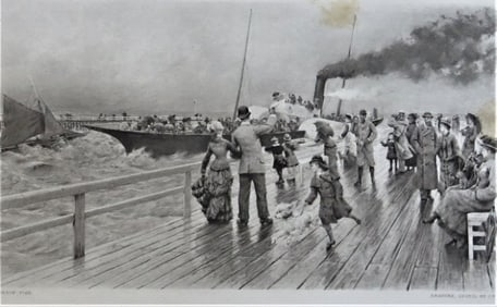 Maurice Poirson, The Jetty Trouville, Antique Photogravure Goupil 1881
