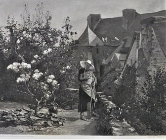 Berne-Bellecour, The Garden of Monsieur the Cure, Antique Photogravure Goupil 1881