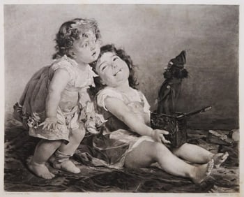 Timoleon Marie Lobrichon, Jack in the Box, Antique Photogravure Goupil 1881