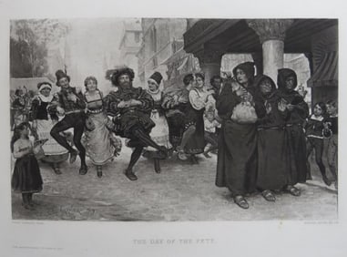 Jules Garnier, Day of the Fete, Antique Photogravure, Goupil 1881