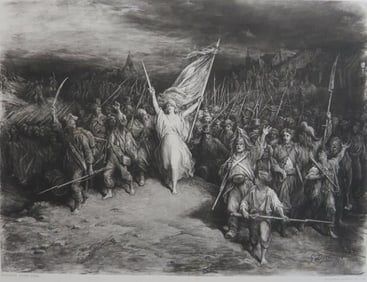 Gustave Dore, Marseillaise Hymn, Antique Photogravure, Goupil 1881