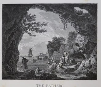 Claude Joseph Vernet, The Bathers, Antique Wood Engraving, Goupil 1881