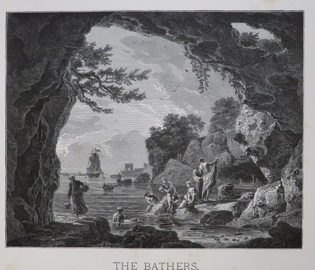 Claude Joseph Vernet, The Bathers, Antique Wood Engraving, Goupil 1881 (1 of 6)