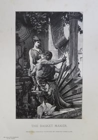 Armand Heullant, The Basket Maker, Antique Wood Engraving, Goupil 1881