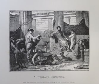 Luigi Mussini, Spartan Education, Antique Wood Engraving, Goupil 1881