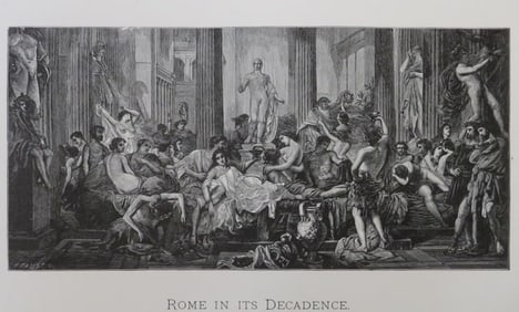 Thomas Couture, Romans in their Decadence, Antique Wood Engraving, Goupil 1881