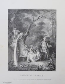 Jacques De Lajoue, Lajoue and Family, Antique Wood Engraving, Goupil 1881