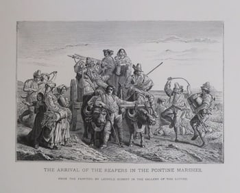 Louis Leopold Robert, Arrival of the Reapers, Antique Wood Engraving, Goupil 1881