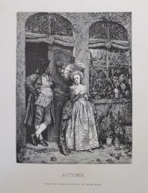 Charles Henri Pille, Autumn, Antique Wood Engraving, Goupil 1881