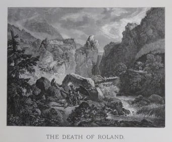 Achille Etna Michallon, The Death of Roland, Antique Wood Engraving, Goupil 1881