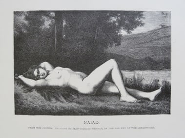 Jean-Jacques Henner, Naiad, Antique Wood Engraving, Goupil 1881