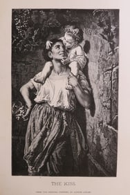 Alfred Loudet, The Kiss, Antique Wood Engraving, Goupil 1881