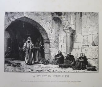 Leon Joseph Bonnat, Street in Jerusalem, Antique Wood Engraving, Goupil 1881
