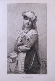 Lefebvre, Young Bride, 1874 Steel Engraving by Lamotte, Hess 1880s