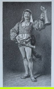 Hildebrand, Your Health 1880 Steel Engraving Buechel, Hess 1880s: "Your Health!" after the painting by Ernst Hildebrand; original 1880s steel engraving by E. Buechel, signed in plate "Ernst Buechel / 1880"; the names of artist and engraver closely below the image,