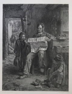 Erskine Nicol, Kept In, 1871 Steel Engraving James Stephenson, Hess 1880s: "Kept In" after the painting by Erskine Nicol; steel engraving by James Stephenson, the names of artists closely below the image, "E. Nicol, A.R.A. Pinxt." and "J Stephenson Sculpt." The steel plate w