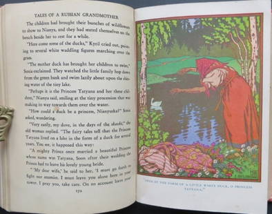 Carpenter, Tales of Russian Grandmother, Bilibin illustrations 1st US Ed. 1939: "Tales of a Russian Grandmother, Genuine Stories of Old Russia" [Russian Fairy Tales], retold by Frances Carpenter, illustrated by Ivan Bilibine (Bilibin), published by Junior Books, Doubleday and Dor