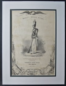 Cooke, US Soldier, 1840 Antique Hand Lithograph, Hall Quick Step, Military Music