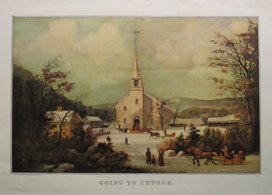 Currier & Ives, George Durrie, Going To Church, 1949 Wall Calendar Print