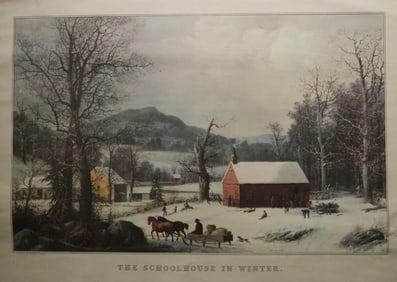Currier & Ives, George Durrie, Schoolhouse in Winter, 1950 Wall Calendar Print